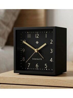 NIB NEWGATE® Equinox Alarm Clock Design-led Cube Shaped Modern Alarm Black 4X4X3